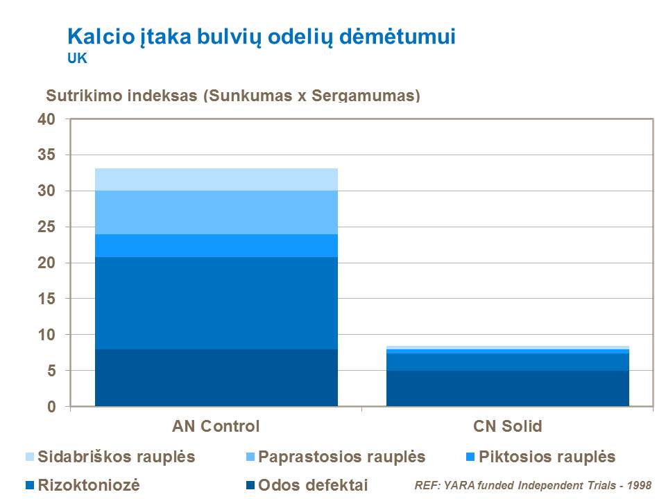 Gumbo ląstelių sienelių stiprinimas kalciu gali padėti sumažinti šlapiojo (Ervinijos) puvinio žalą bulvių gumbams sandėliavimo metu.